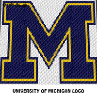 University of Michigan Wolverines Logo Letter M crochet graphgan blanket pattern; graphgan pattern, c2c; single crochet; cross stitch; graph; pdf download; instant download