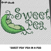 Sweet Pea In A Pod crochet graphgan blanket pattern; c2c, cross stitch graph; pdf download; instant download