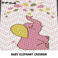 Baby Pink Elephant Fountain Pastel Colors Blowing Water Chevron crochet graphgan blanket pattern; c2c; single crochet; cross stitch; graph; pdf download; instant download