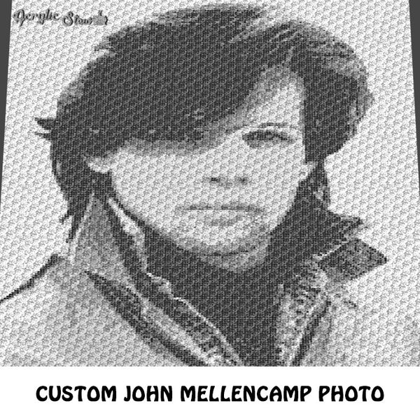 Custom Order John Cougar Mellencamp Photograph crochet blanket pattern; c2c, knitting, cross stitch graph; pdf download; instant download
