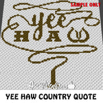 Yee Haw Country Western crochet blanket pattern; c2c, cross stitch graph; instant download