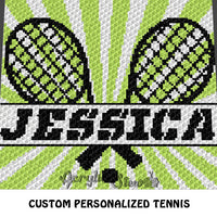 Custom Personalized Name Tennis Rackets crochet graphgan blanket pattern; graphgan pattern, c2c, cross stitch graph; pdf