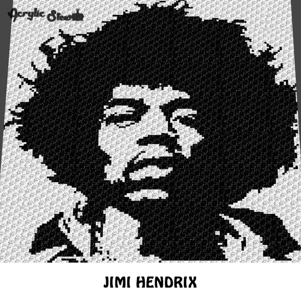 Jimi Hendrix Vintage Classic Rock N' Roll Musician Celebrity Photo Alpha Art C2C crochet graphgan blanket pattern; afghan; graphgan pattern, cross stitch graph; pdf download; instant download