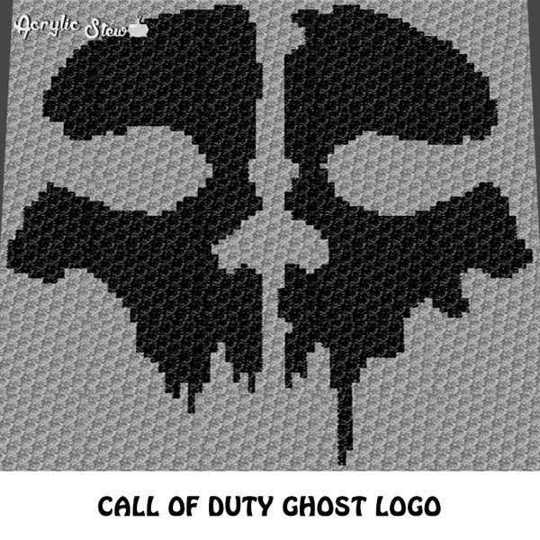 Call of Duty Ghost Skull Logo Video Game Icon Gamer Insignia crochet graphgan blanket pattern; c2c; single crochet; cross stitch; graph; pdf download; instant download