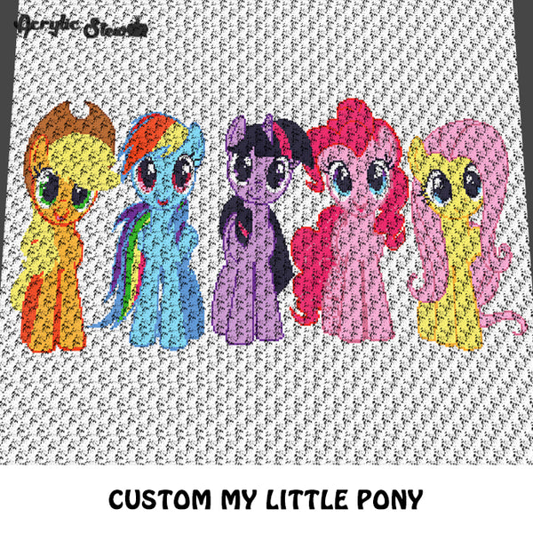 Custom My Little Ponies TV and Movie Cartoon Characters crochet graphgan blanket pattern; c2c, cross stitch graph; pdf download; instant download