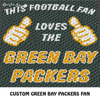 Custom This Football Fan Quote Green Bay Packers NFL Colors crochet graphgan blanket pattern; c2c, cross stitch graph; pdf download; instant download