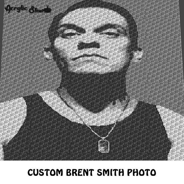 Custom Brent Smith Shinedown Black and White Photo with Gray Background crochet graphgan blanket pattern; c2c, cross stitch graph; instant download