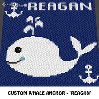 Custom Whale Anchor Nautical crochet blanket pattern; c2c, cross stitch graph; pdf