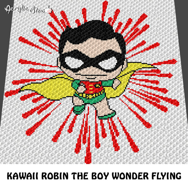 Robin The Boy Wonder Batman Sidekick Superhero DC Comics Superhero crochet blanket pattern; graphgan pattern, c2c, cross stitch graph; pdf download; instant download