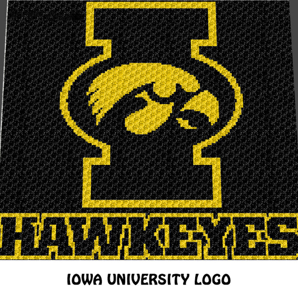 Iowa University Hawkeyes College Logo crochet graphgan blanket pattern; c2c, cross stitch graph; pdf download; instant download