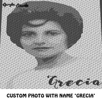Custom Vintage Photo Personalized with Name crochet graphgan blanket pattern; c2c, cross stitch graph; instant download