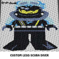Custom Lego Scuba Diver Photo crochet graphgan blanket pattern; c2c, cross stitch graph; pdf download; instant download