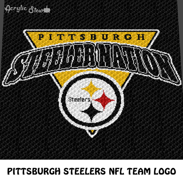 Pittsburgh Steelers Pittsburgh Nation NFL Football Team Logo Design crochet graphgan blanket pattern; c2c, cross stitch graph; pdf download; instant