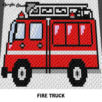 Fire Truck Fireman crochet graphgan blanket pattern; c2c, knitting, cross stitch graph; pdf download; instant download