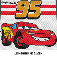 Lightning McQueen 95 Cars Movie Disney Pixar Character crochet graphgan blanket pattern; c2c, cross stitch; graph; pdf download; instant download