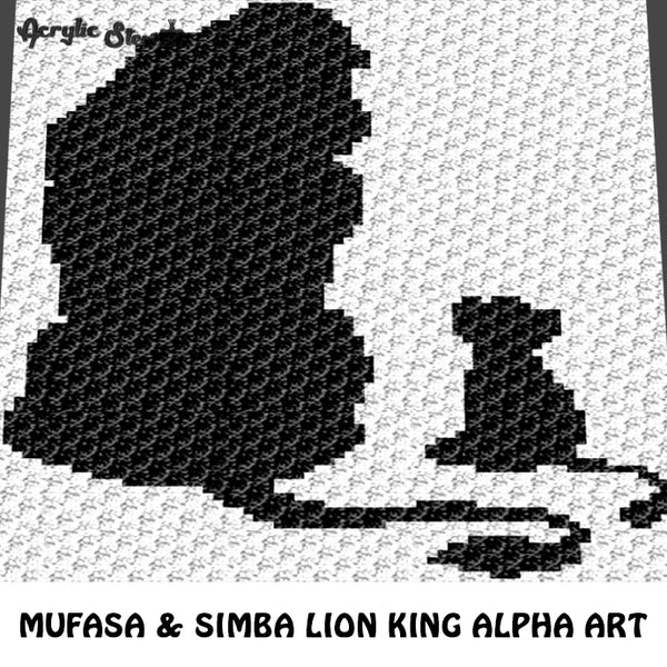Mufasa and Simba Lion King Movie Disney Character Alpha Art crochet graphgan blanket pattern; graphgan pattern, c2c, cross stitch graph; pdf download; instant download