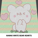 Kawaii White Bear crochet blanket pattern; c2c, cross stitch graph; instant download