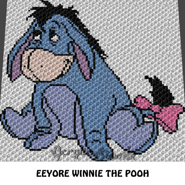 Eeyore Winnie the Pooh Cartoon Character crochet graphgan blanket pattern; c2c, cross stitch graph; pdf download; instant download