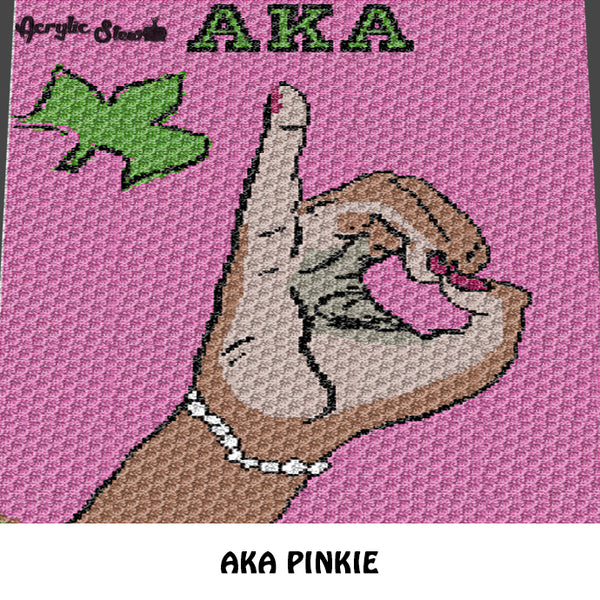 Custom AKA Alpha Kappa Alpha Sorority Pinkie Finger crochet graphgan blanket pattern; c2c, cross stitch graph; instant download