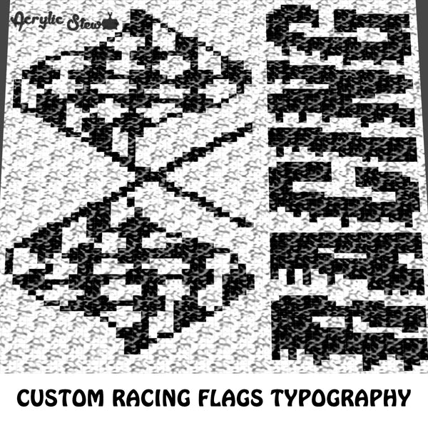 Custom Racing Flags Typography crochet graphgan blanket pattern; c2c, cross stitch graph; pdf download; instant download