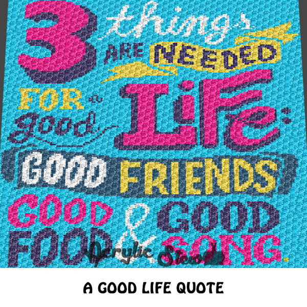 Good Friends Good Song Inspirational Quote crochet blanket pattern; c2c, graphgan; cross stitch graph; pdf download; instant download