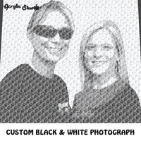 Custom Two Sisters Black and White Photograph crochet graphgan blanket pattern; c2c, cross stitch graph; pdf download; instant download