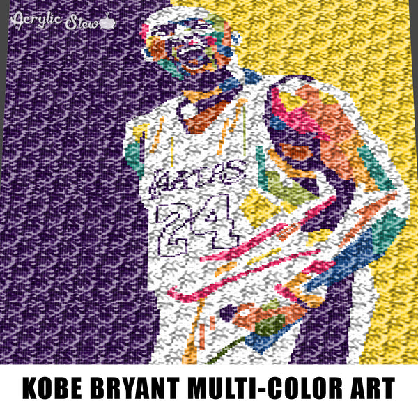 Kobe Bryant Multi Color Art Graphic NBA Player LA Lakers crochet graphgan blanket pattern; graphgan pattern, c2c; single crochet; cross stitch; graph; pdf download; instant download
