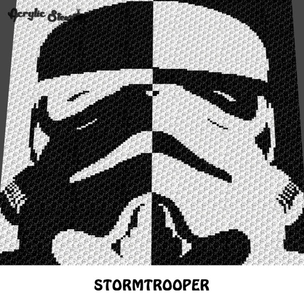 Star Wars Stormtrooper Villain Black and White Alpha Art crochet graphgan blanket pattern; c2c, single crochet; cross stitch; graph; pdf download; instant download