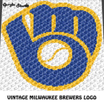 Vintage Milwaukee Brewers MLB Baseball Team Mitt Logo crochet graphgan blanket pattern; c2c, cross stitch graph; pdf download; instant download
