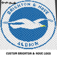 Custom Brighton & Hove Logo crochet graphgan blanket pattern; c2c, cross stitch graph; pdf download; instant download