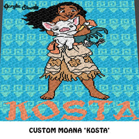 Custom Moana Pua and HeiHei Disney Animated Movie Characters Tribal Wave crochet graphgan blanket pattern; c2c, cross stitch graph; pdf download; instant download
