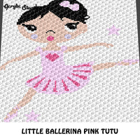 Little Girl Ballerina With A Pink Tutu crochet graphgan blanket pattern; c2c; cross stitch; graph; pdf download; instant download