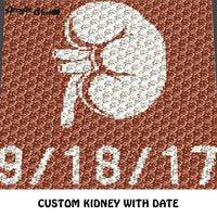 Custom Kidney Transplant Memorial Art with Custom Date crochet graphgan blanket pattern; c2c, cross stitch graph; pdf download; instant download