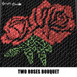 Roses Are Red Two Roses Floral Bouquet crochet graphgan blanket pattern; c2c, cross stitch; graph; pdf download; instant download