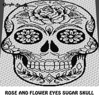Tattoo Flower Eyes Sugar Skull Alpha Art C2C crochet graphgan blanket pattern; afghan; graphgan pattern, cross stitch graph; pdf download; instant download