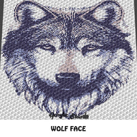 Wolf Face Wolf Photograph Art crochet graphgan blanket pattern; graphgan pattern, c2c, knitting, cross stitch graph; pdf download; instant download