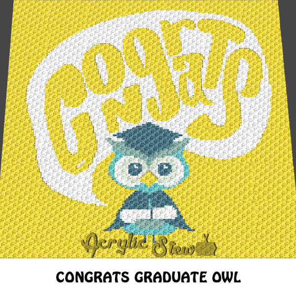 Congrats Owl Graduate crochet blanket pattern; c2c, cross stitch graph; instant download