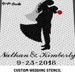 Custom Personalized Bride Groom Wedding Stencil With Fancy Names and Save the Date Anniversary crochet graphgan blanket pattern; c2c, cross stitch graph; pdf