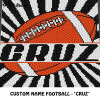 Custom Personalized Name Football Cruz crochet graphgan blanket pattern; graphgan pattern, c2c, cross stitch graph; pdf download; instant download