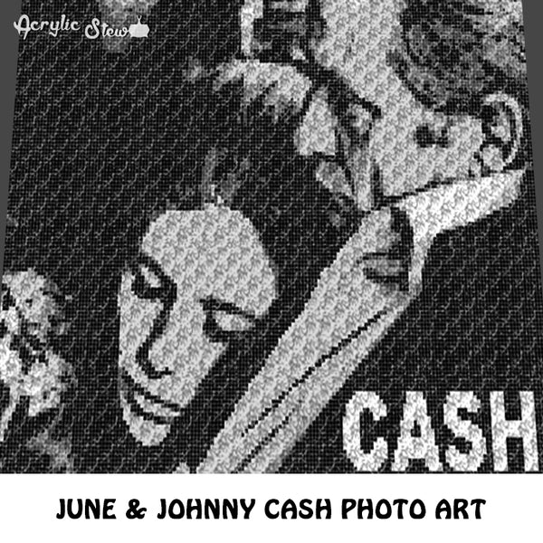 June and Johnny Cash Photo Art Country Music Singer Songwriter Guitarist  crochet graphgan blanket pattern; afghan; graphgan pattern, cross stitch graph; pdf download; instant download