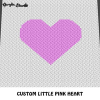 Custom Little Pink Heart Simple Shapes crochet graphgan blanket pattern; c2c, cross stitch graph; pdf download; instant download