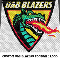 Custom UAB University of Alabama at Birmingham College Logo crochet graphgan blanket pattern; c2c, cross stitch graph; instant download
