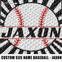 Custom Size Personalized Baseball Art With Name crochet graphgan blanket pattern; c2c; single crochet; cross stitch; graph; pdf download; instant download