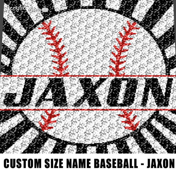 Custom Size Personalized Baseball Art With Name crochet graphgan blanket pattern; c2c; single crochet; cross stitch; graph; pdf download; instant download
