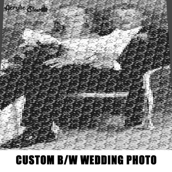Custom Wedding Photo Black and White Memoir crochet graphgan blanket pattern; c2c; single crochet; cross stitch; graph; pdf download; instant download