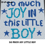 So Much Joy Little Boy Stars Baby Shower Nursery Typography Quote crochet graphgan blanket pattern; c2c; cross stitch; graph; pdf download; instant download