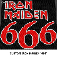 Custom Iron Maiden 666 Heavy Metal Band crochet graphgan blanket pattern; afghan; graphgan pattern, cross stitch graph; pdf download; instant download