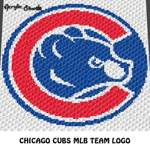 Chicago Cubs MLB Baseball Team Logo crochet graphgan blanket pattern; c2c, cross stitch graph; pdf download; instant download