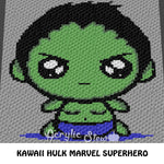 Kawaii Hulk Mini Marvel Superhero crochet blanket pattern; graphgan pattern, c2c, cross stitch graph; pdf download; instant download