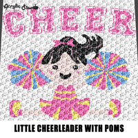 Cheer Little Varsity Cheerleader With Poms crochet graphgan blanket pattern; graphgan pattern, c2c, single crochet, knitting, cross stitch; graph; pdf download; instant download